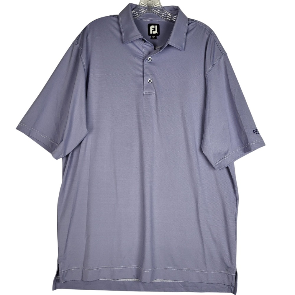 Footjoy Golf Polo Shirt Men's XL Purple Micro Stripe Short Sleeve Logo
